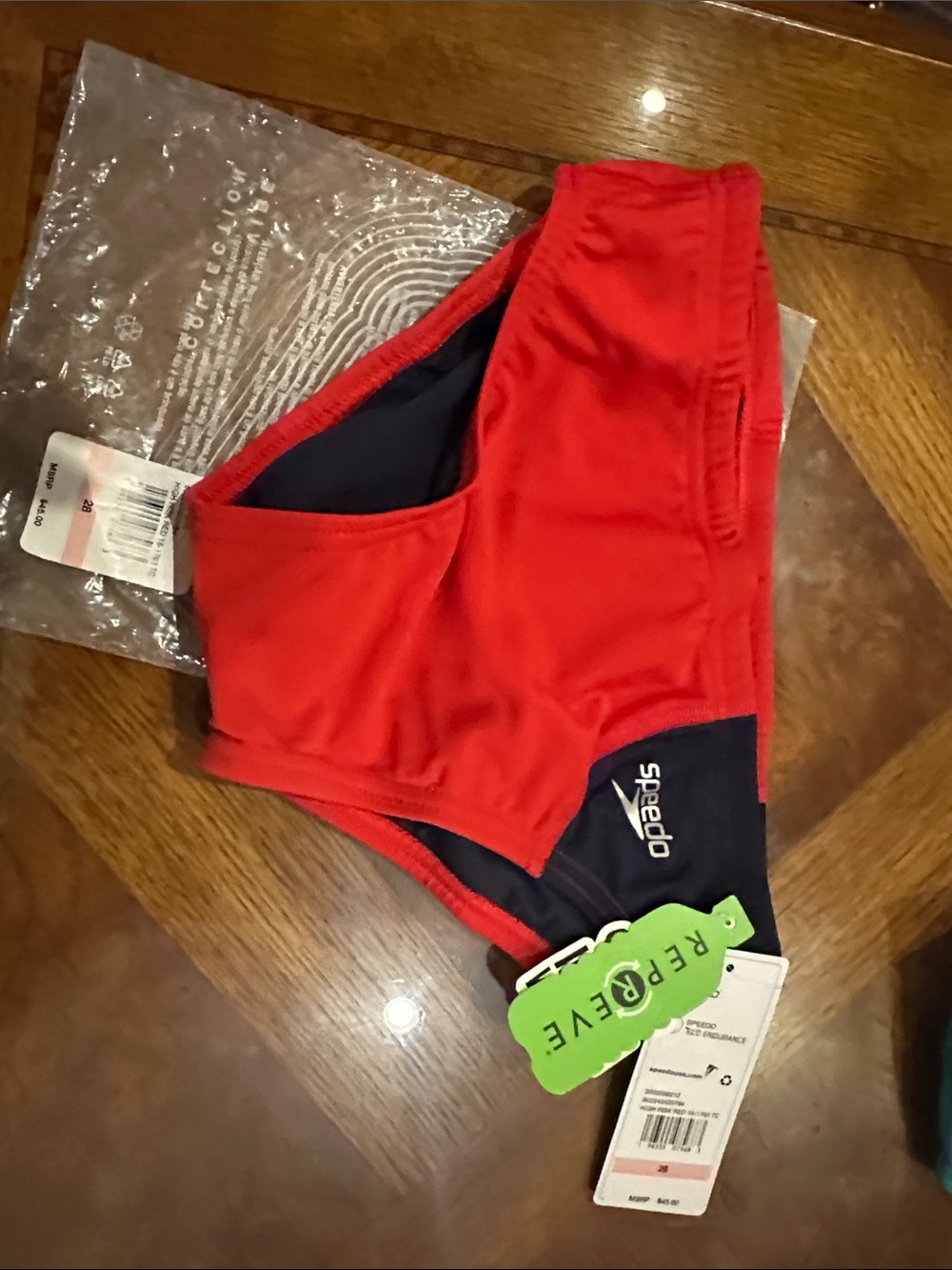 Speedo Red and Navy Racer Swim Brief